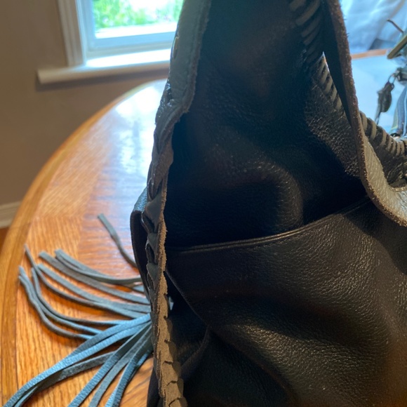 Camila Alves Muxo Genuine Leather Shoulder Bag w/ Leather Fringe Accents - Picture 5 of 14